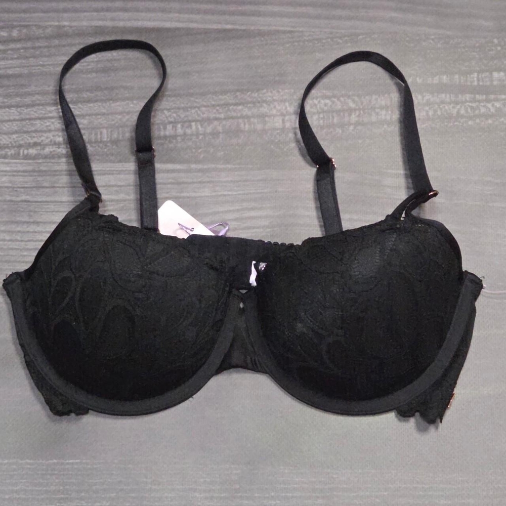 Savage x Fenty By Rihanna Black Lace Push Up Bra Size 36D